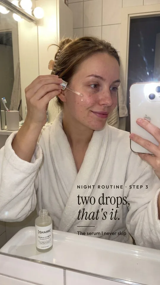 AI-generated night routine serum ad